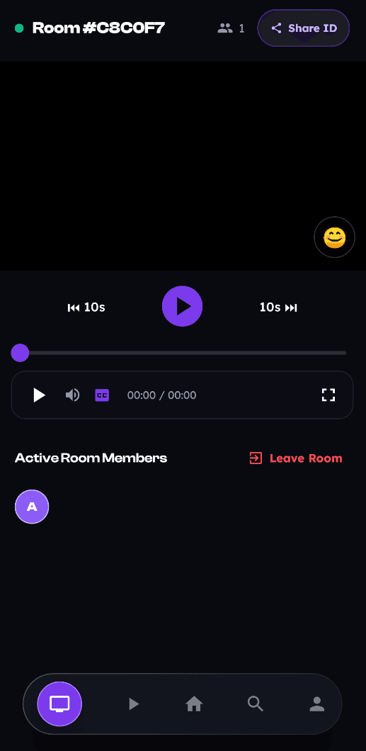 Cinly watch party room with synced playback and members